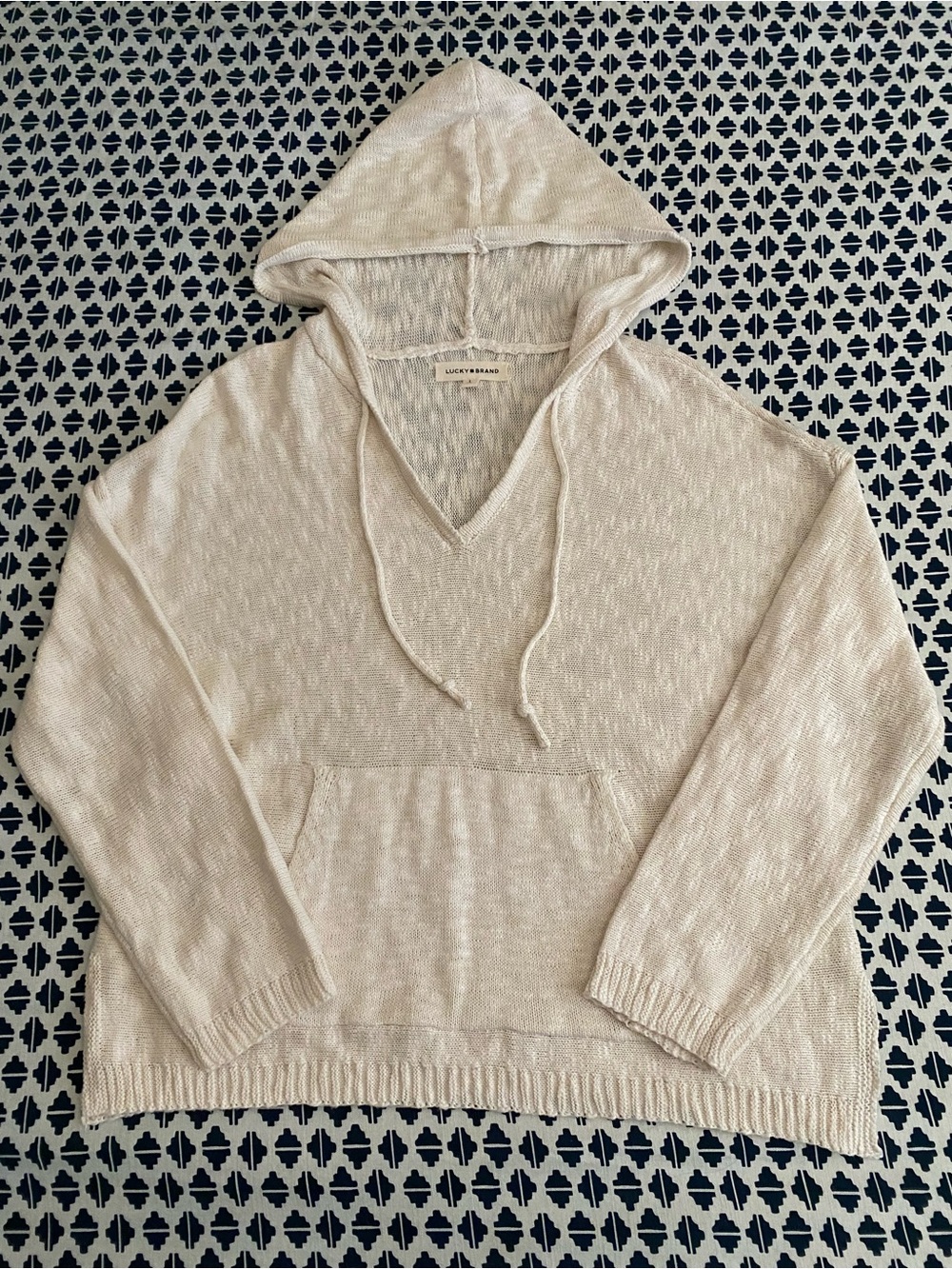 Lucky Brand Knit Lightweight Hooded Sweatshirt